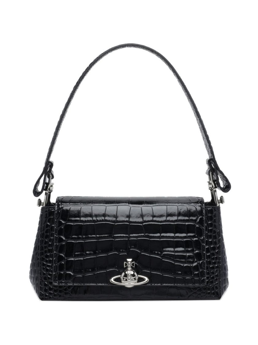 Vivienne Westwood Black Logo Plaque Shoulder Bag