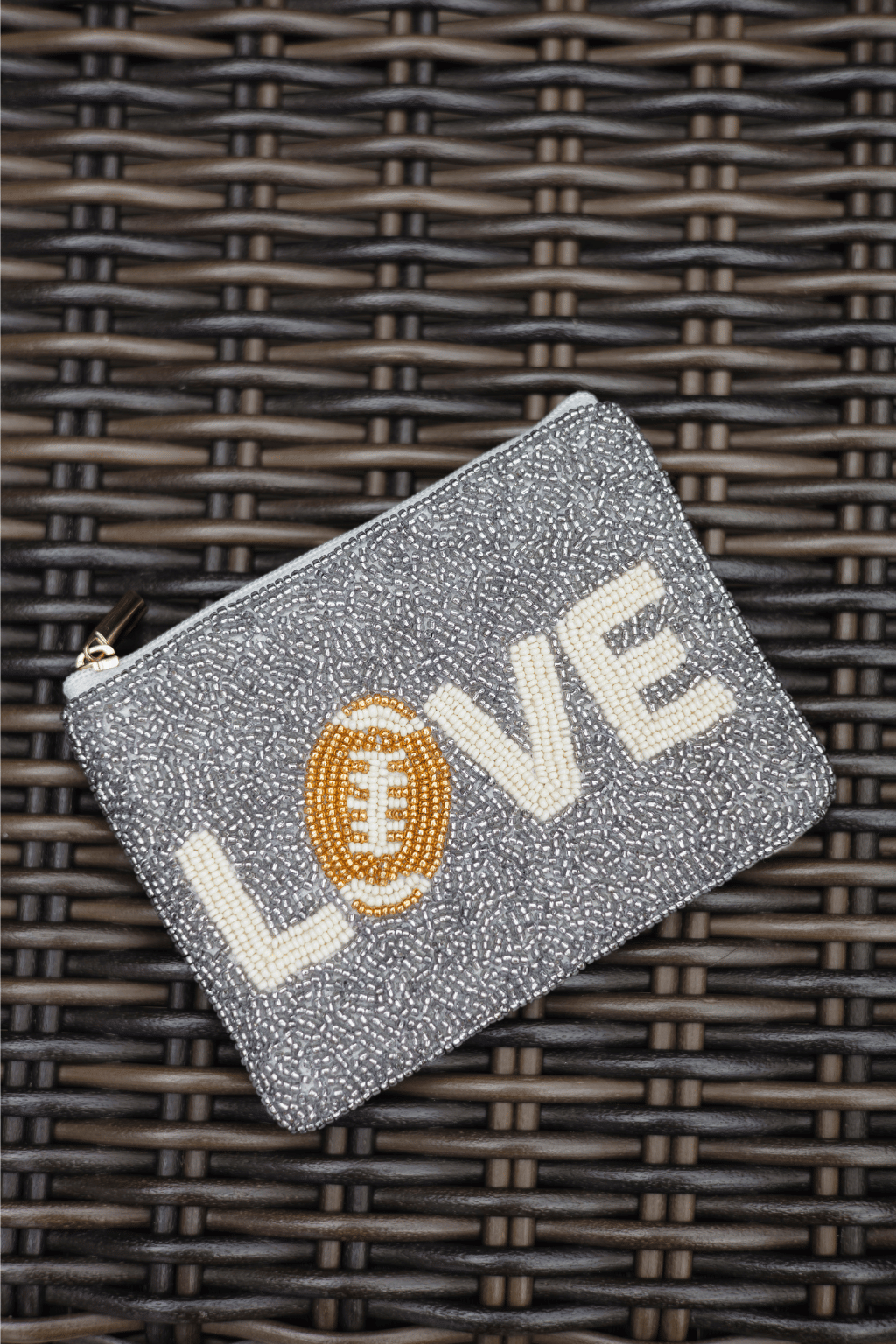 Love Football Beaded Coin Purse