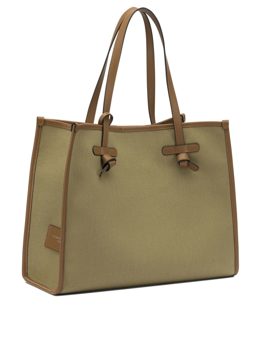 Gianni Chiarini Green Canvas And Leather Shoulder Bag