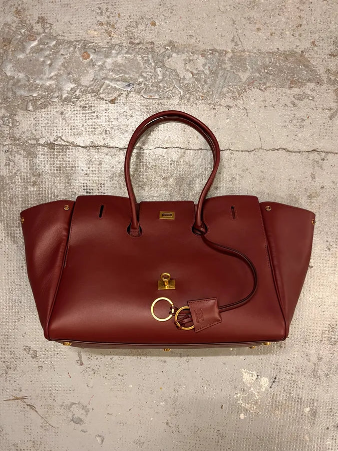 Balenciaga Bordeaux Leather Bell Air Handle Bag