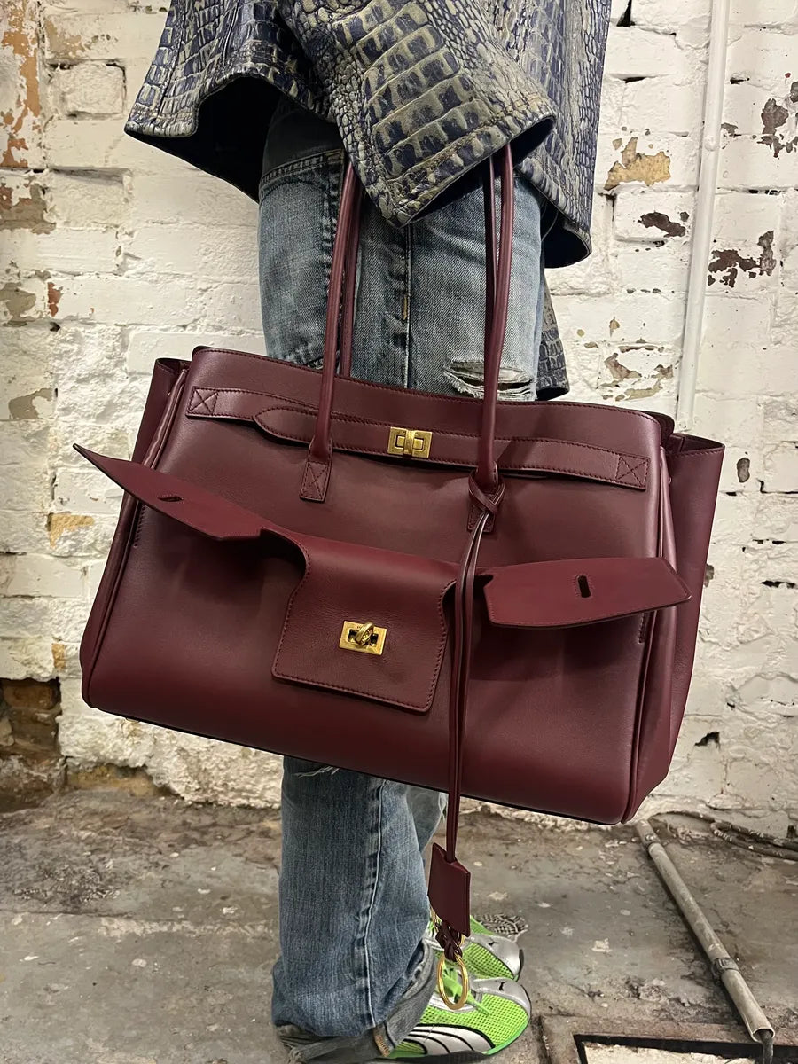 Balenciaga Bordeaux Leather Bell Air Handle Bag