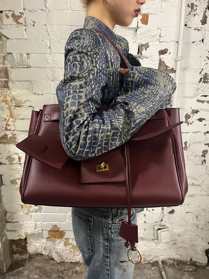 Balenciaga Bordeaux Leather Bell Air Handle Bag
