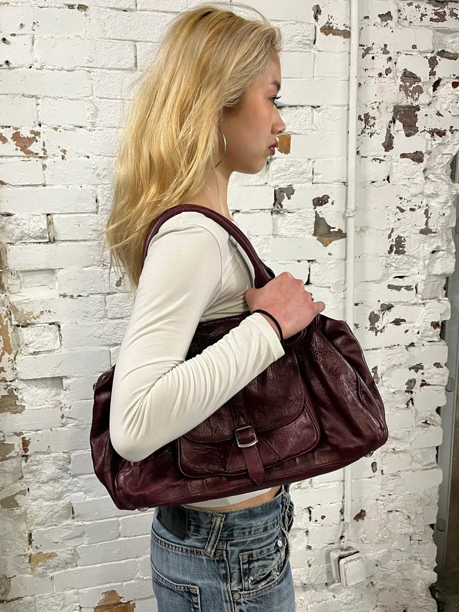 Balenciaga Bordeaux Leather Handle Bag