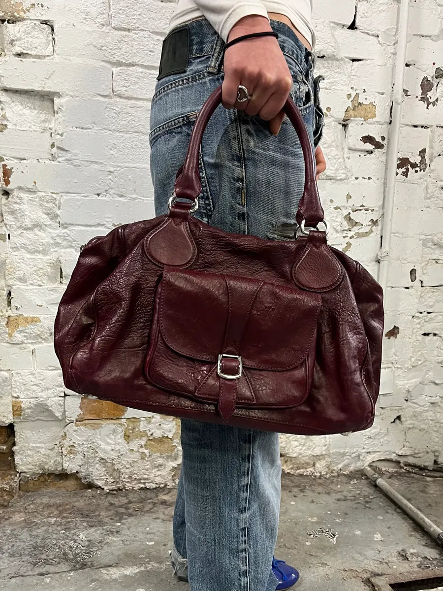 Balenciaga Bordeaux Leather Handle Bag
