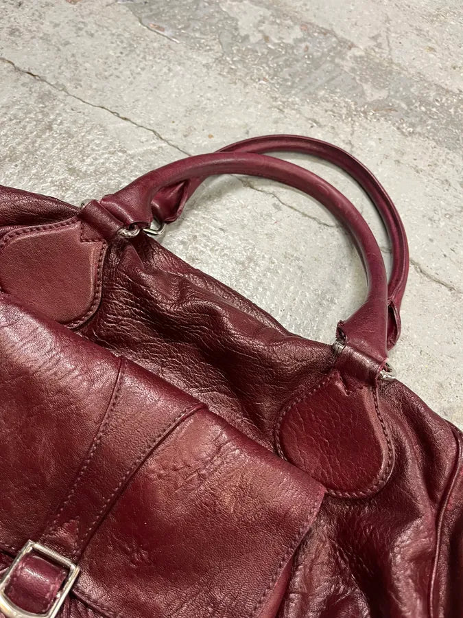 Balenciaga Bordeaux Leather Handle Bag