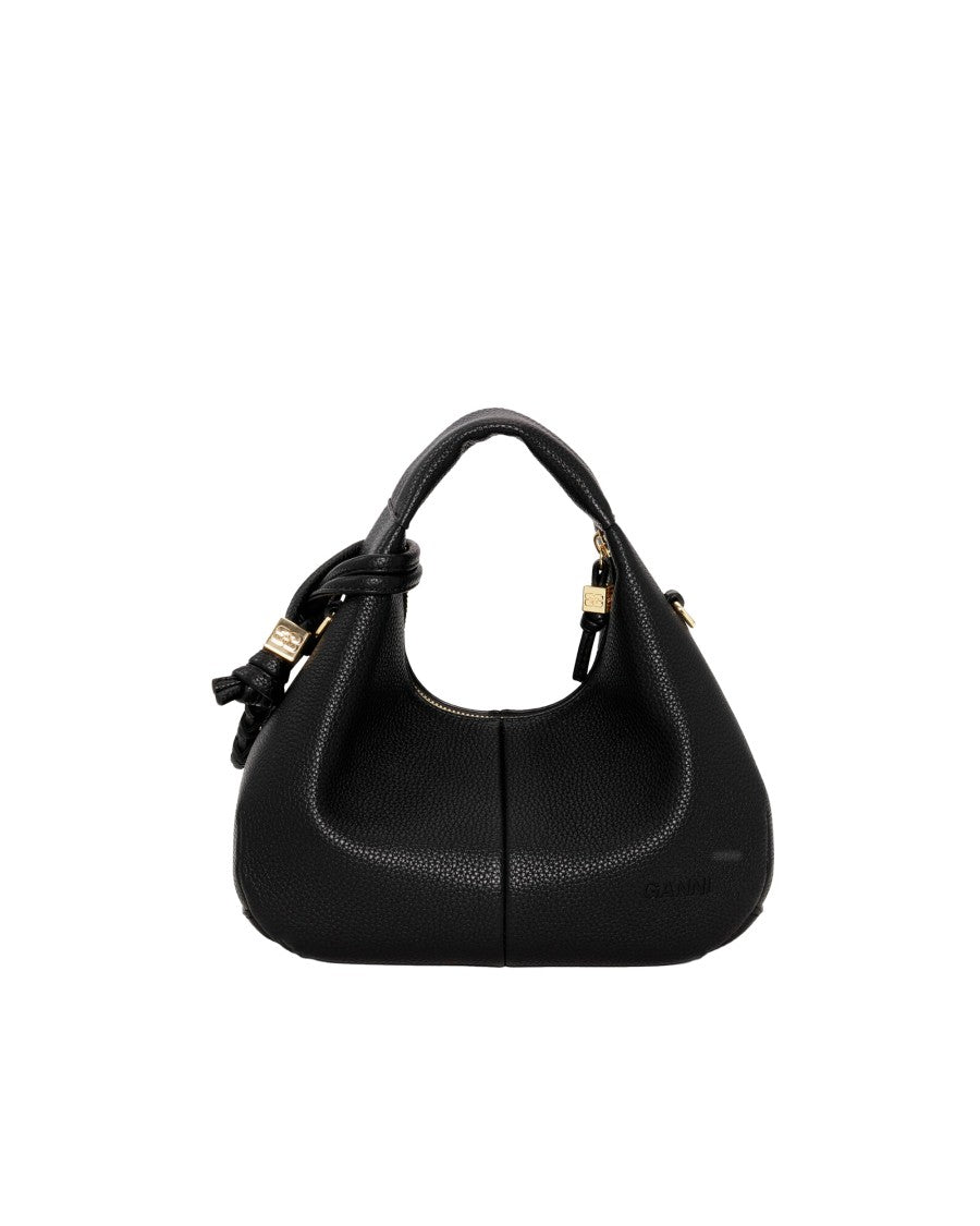 Ganni Mini Hobo Handbag In Black