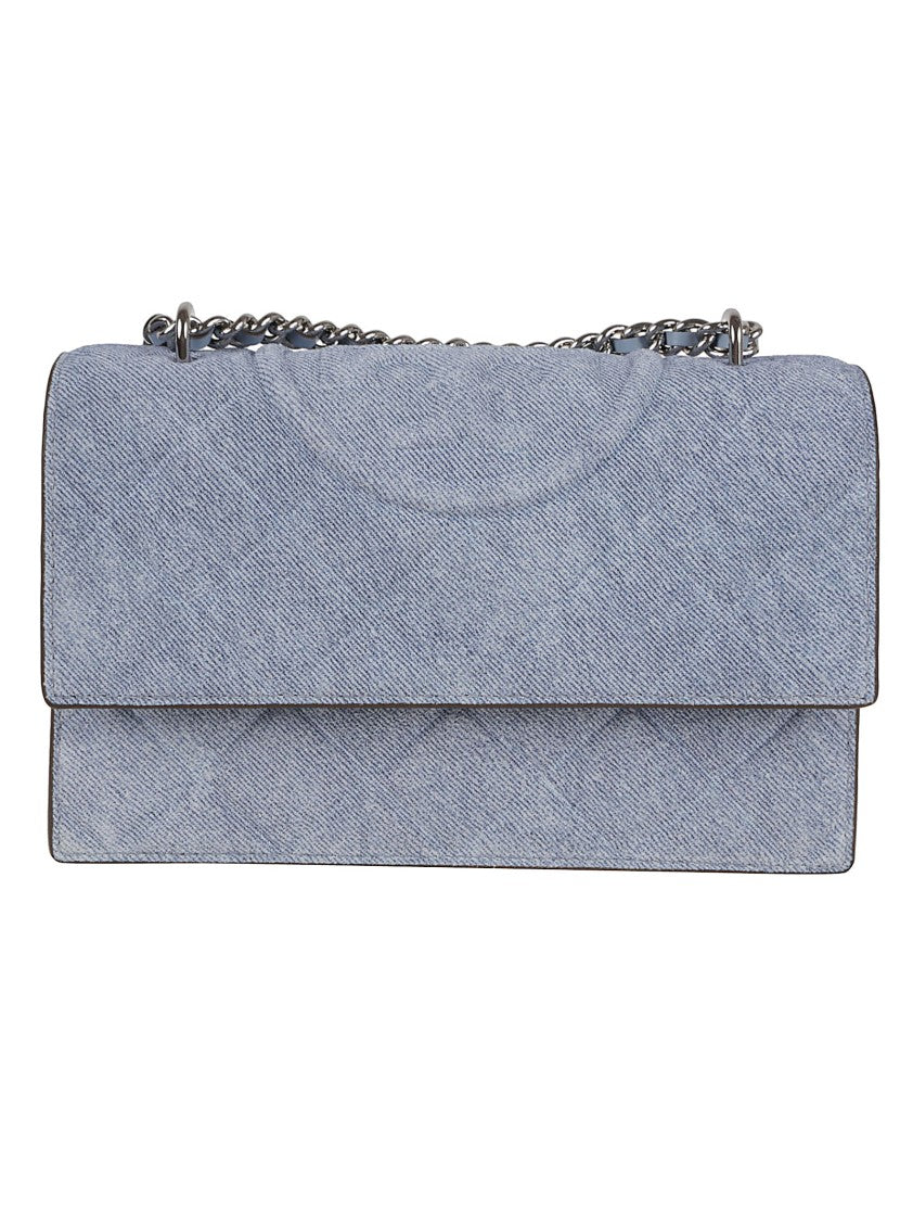 Tory Burch Quilted Suede And Leather Shoulder Bag