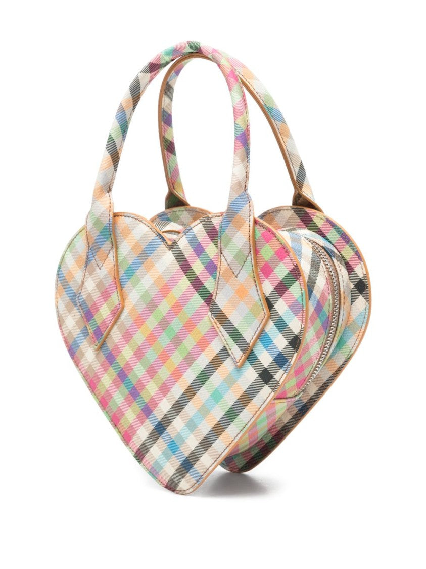 Vivienne Westwood Heart-Shaped Bag With Multicolor Plaid Pattern
