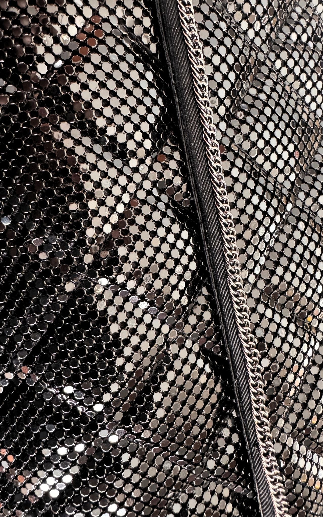 Metal Mesh Quilted Chain Clutch