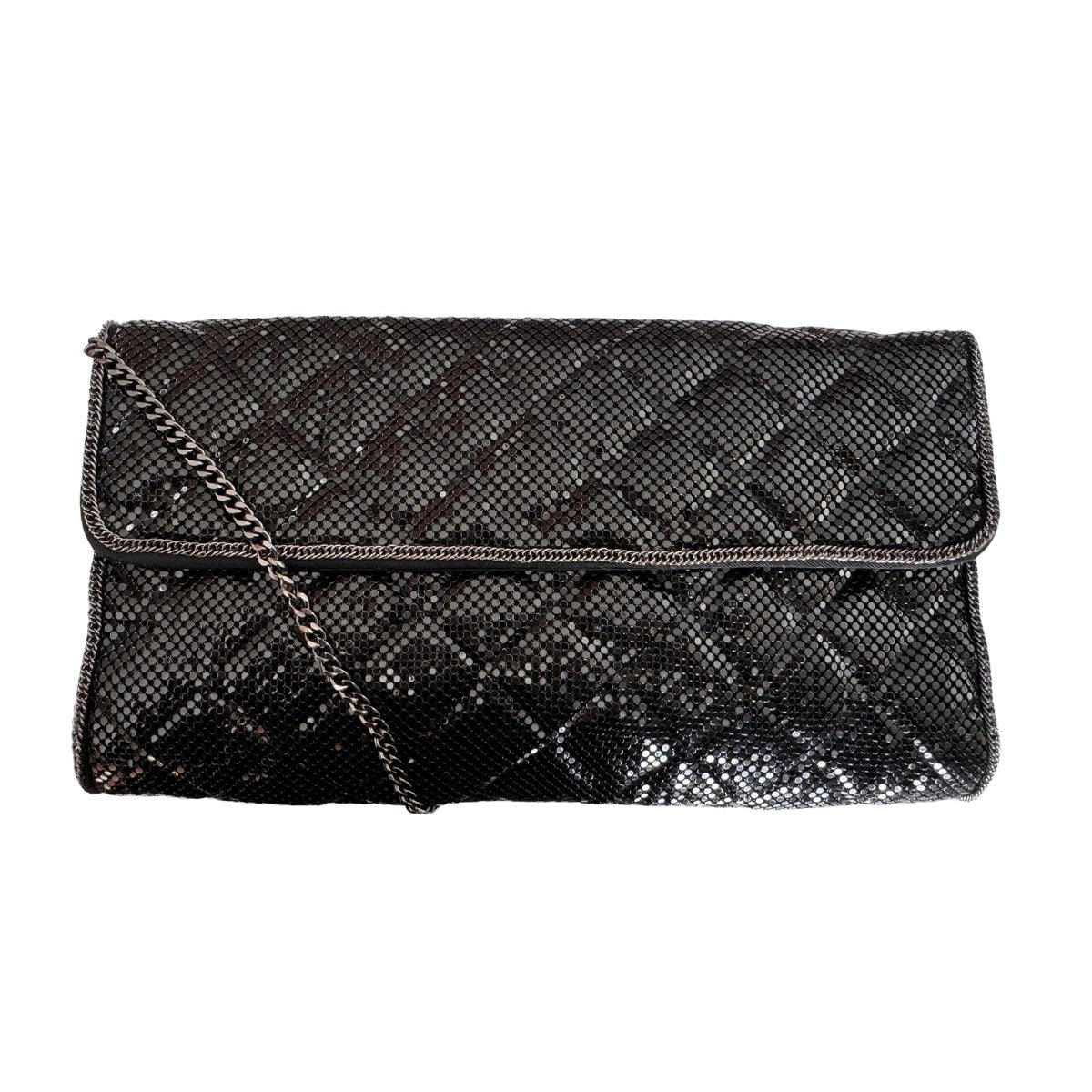Metal Mesh Quilted Chain Clutch