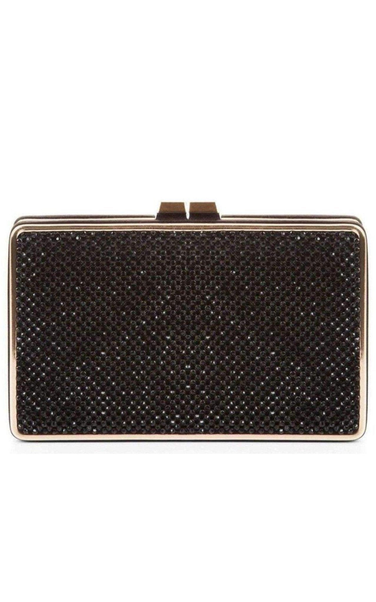 Sonia Black Crystal Mesh Satin Frame Clutch