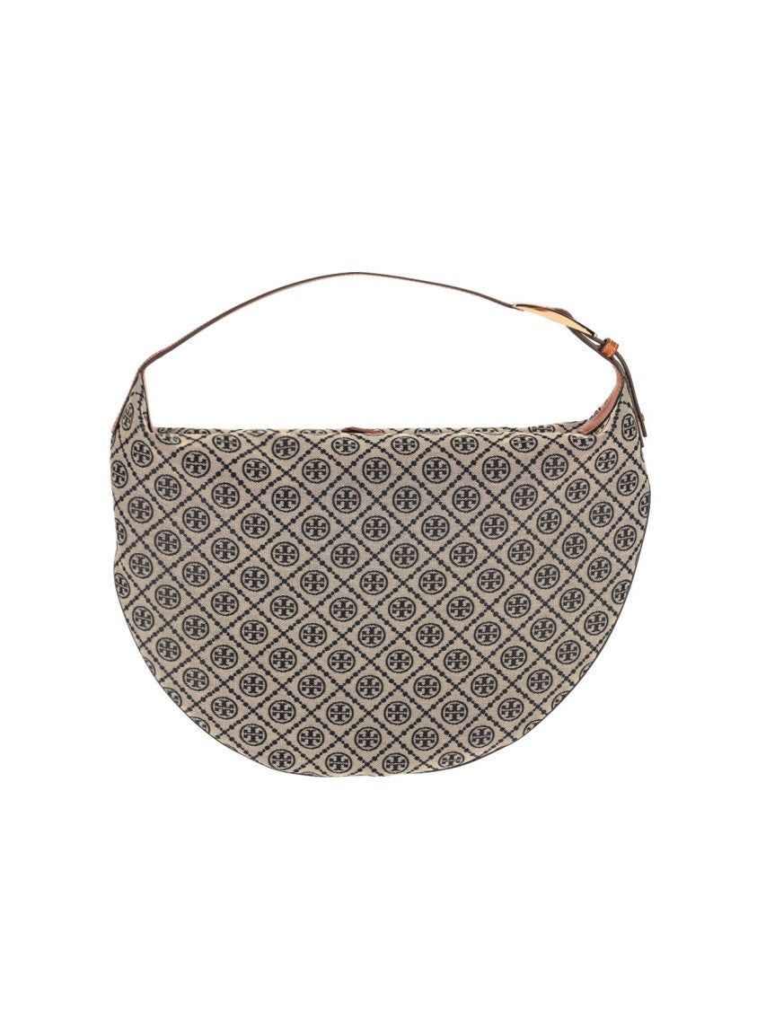 Tory Burch "T Monogram Balloon" Bag, Beige Cotton Blend