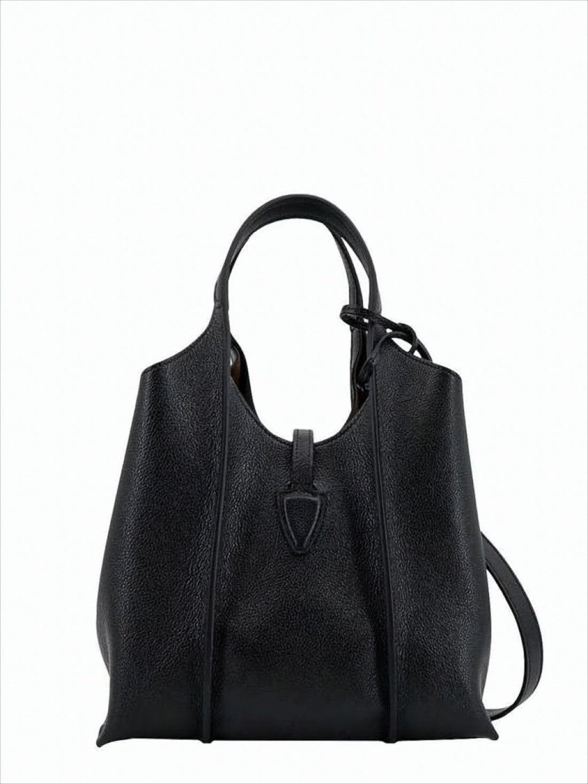 Tod's Textured Leather Tote Bag With Metallic Clasp