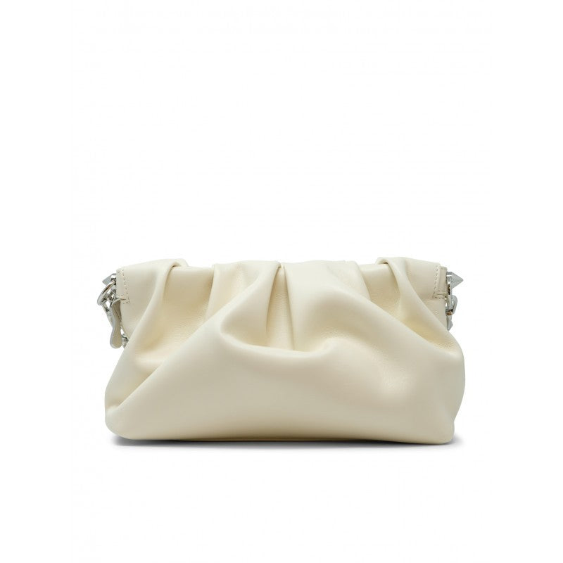 Christian Louboutin Ivory Nappa Leather Shoulder Bag With Silver Chain Strap