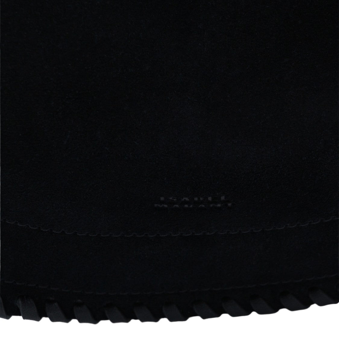 Isabel Marant Crescent-Shaped Black Suede Handbag With Whipstitch Trim