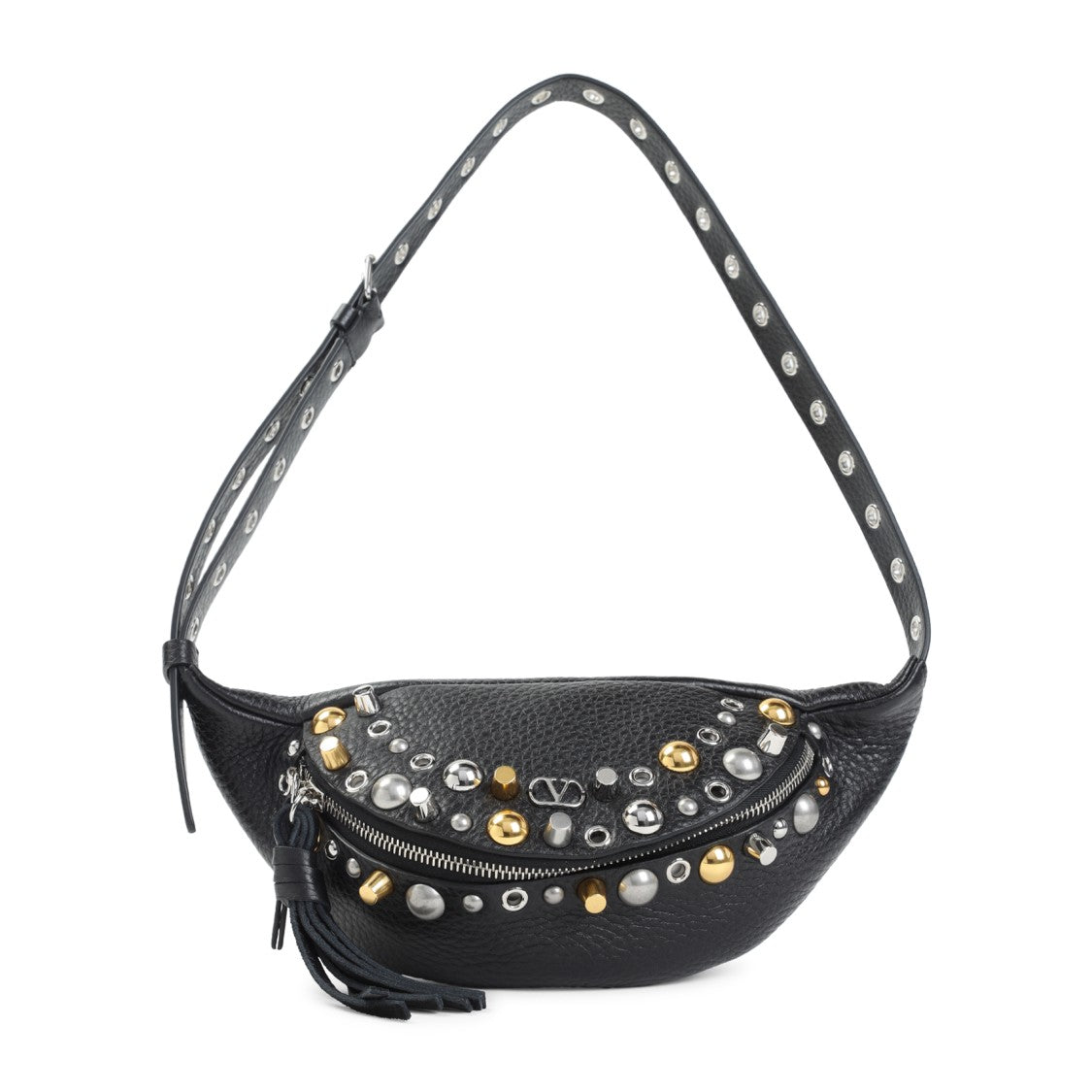 Valentino Garavani Black Calf Leather Nellcote Belt Bag