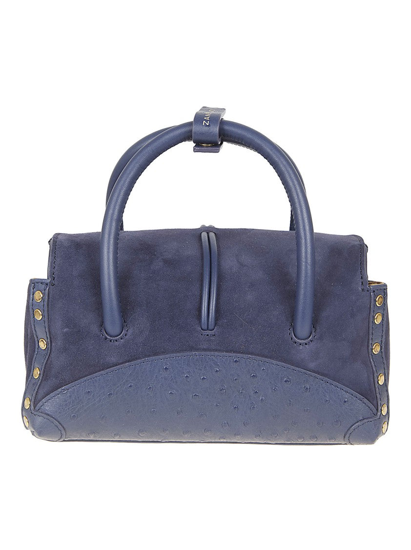 Zanellato Dotta Structured Shoulder Bag In Soft Blue Leather