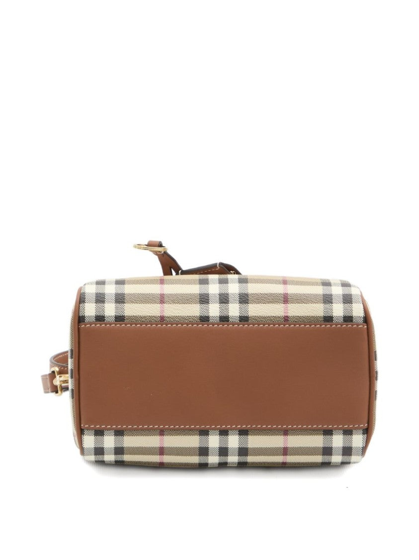 Burberry Cylindrical Handbag With Checkered Pattern