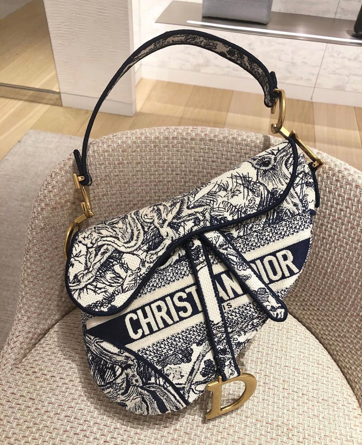 DIOR Saddle Bag – Premium Quality Designer Women Bag (Blue White)