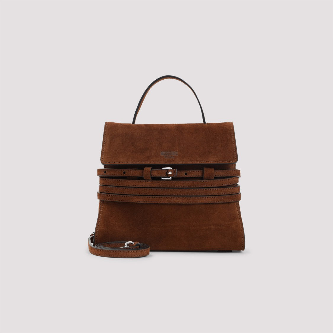 Moschino Structured Suede Leather Handbag