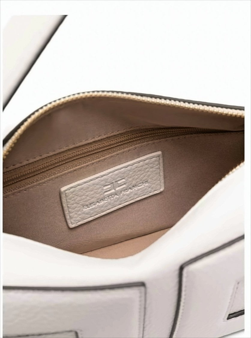 Elisabetta Franchi Structured White Shoulder Bag With Embossed Logo