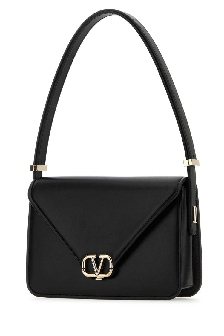 Valentino Garavani Black Leather Vlogo Shoulder Bag