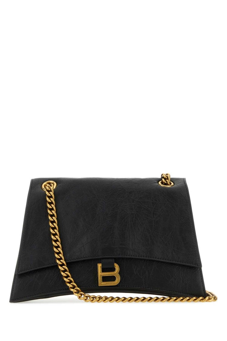 Balenciaga Black Leather Crush M Shoulder Bag
