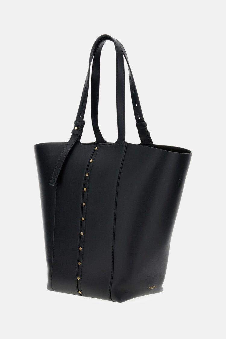 Golden Goose Structured Leather Shoulder Bag With Adjustable Handles And Metal Accents