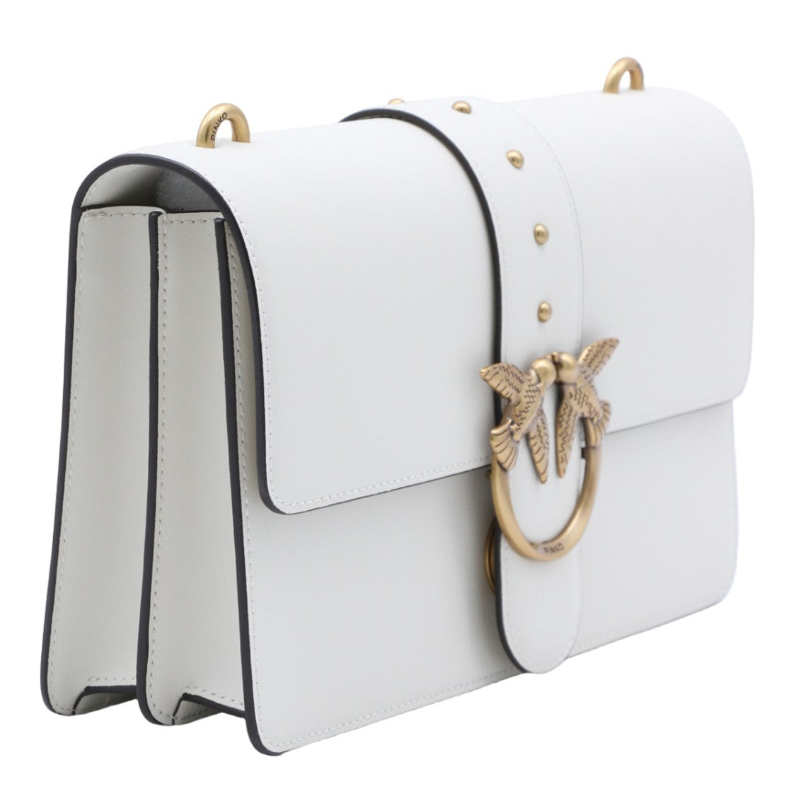 Pinko Structured White Bag With Bird Motif Clasp