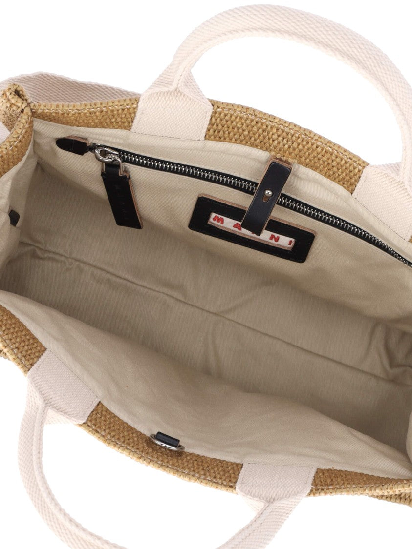 Marni "East/West" Small Tote Bag, In Brown Cotton Blend