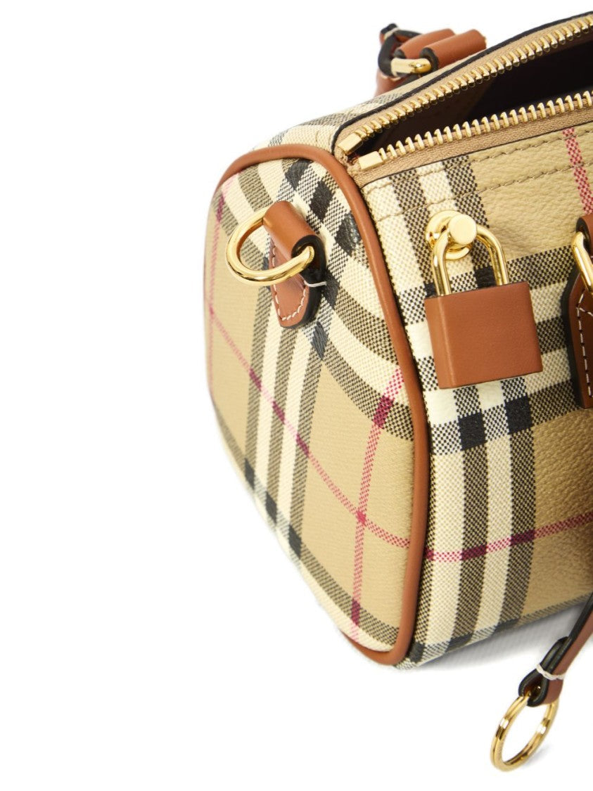 Burberry Cylindrical Handbag With Checkered Pattern