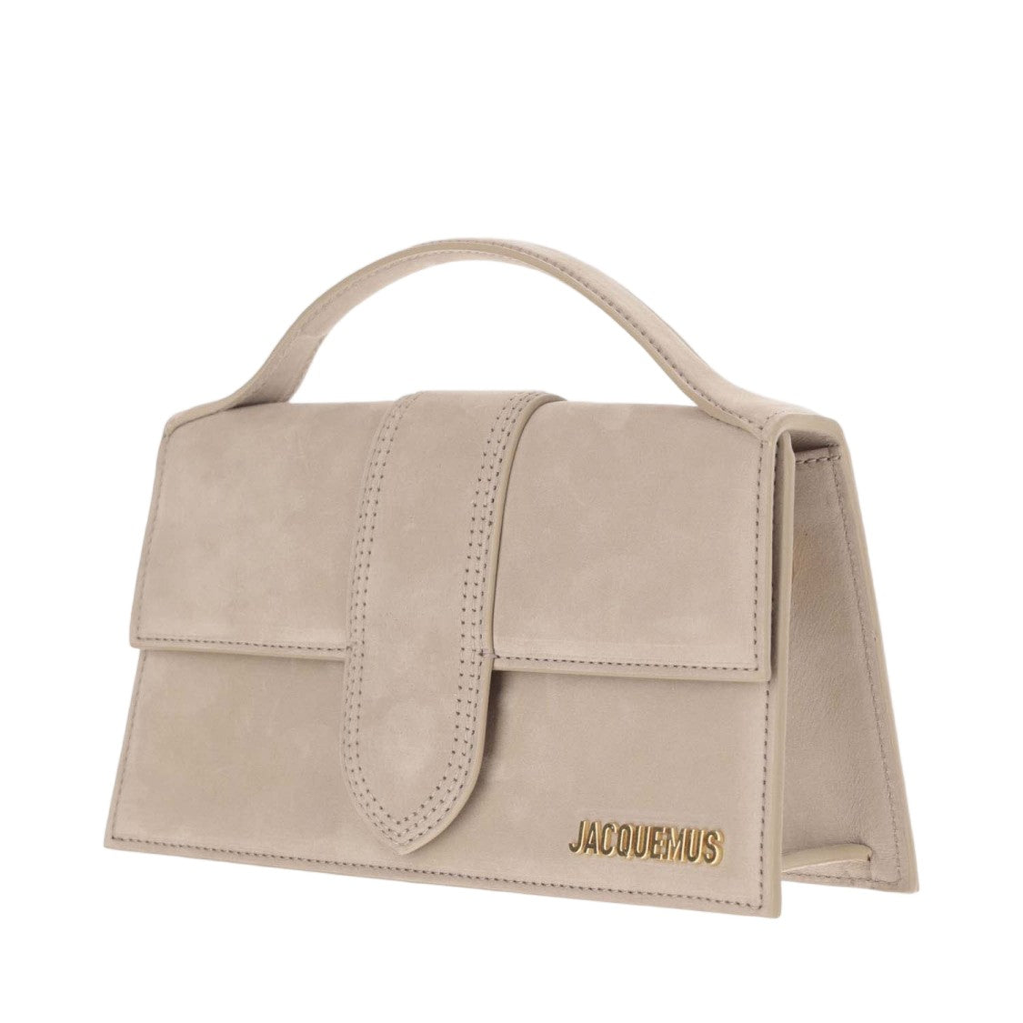 Jacquemus Structured Beige Leather Handbag With Gold Logo