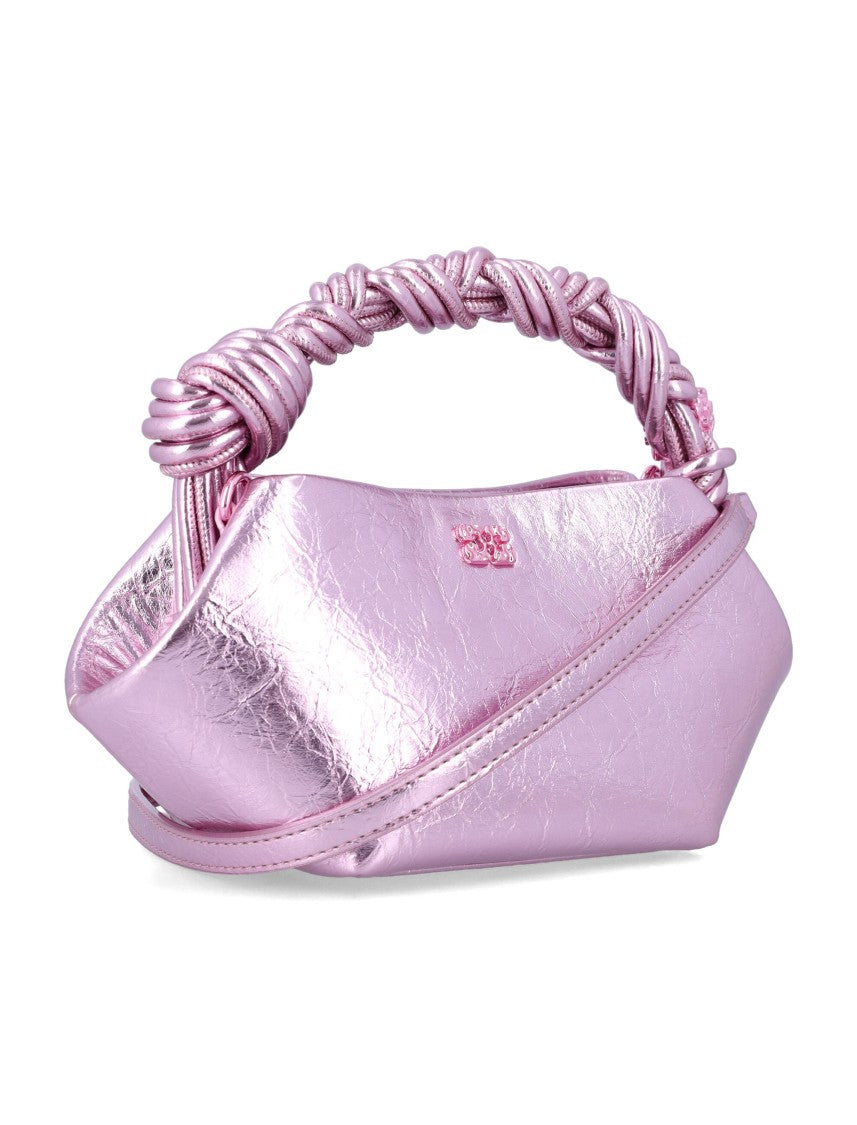 Ganni Mini Bou Bag With Braided Top Handle And Magnetic Closure