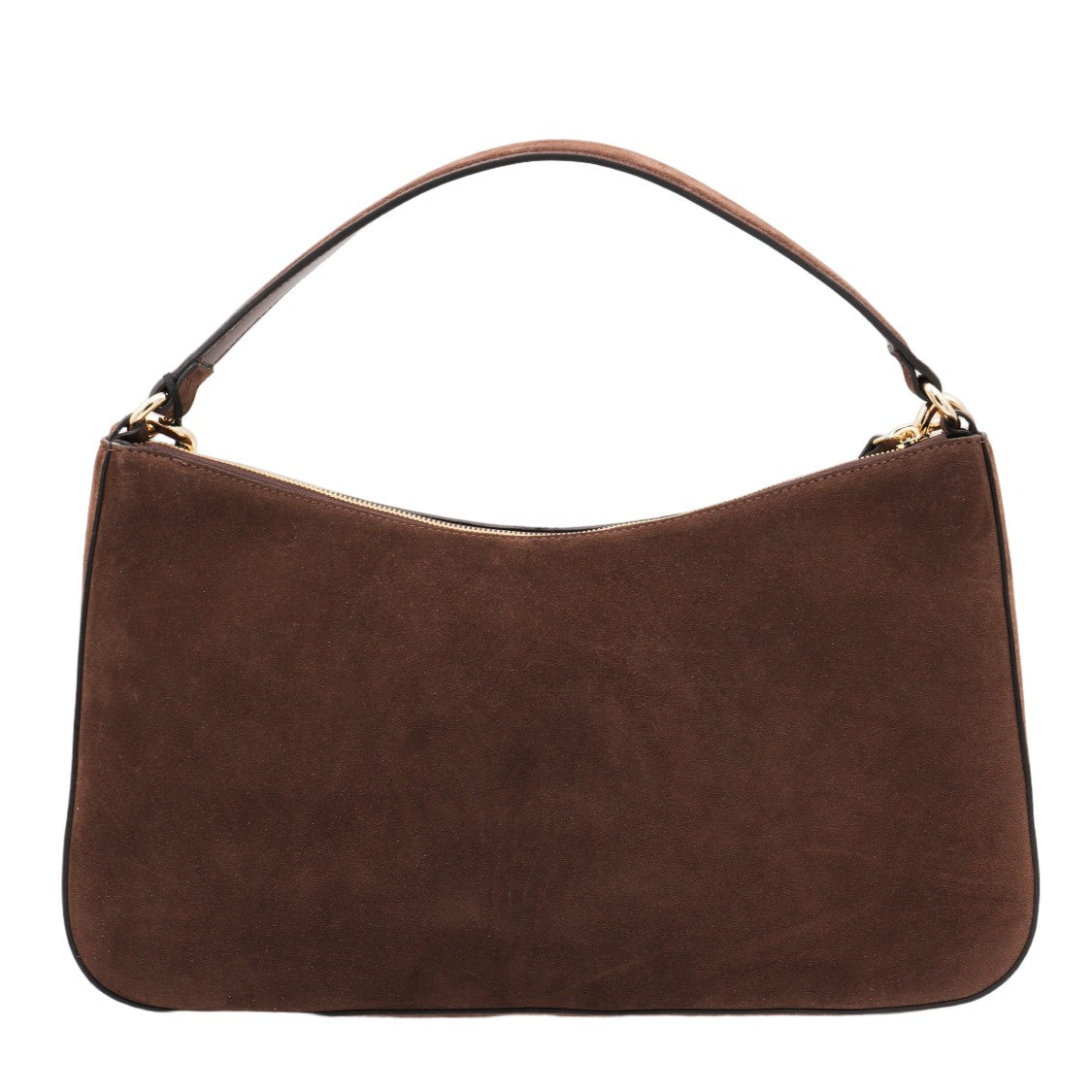 Twin-Set Brown Suede Handbag With Gold Chain Accents