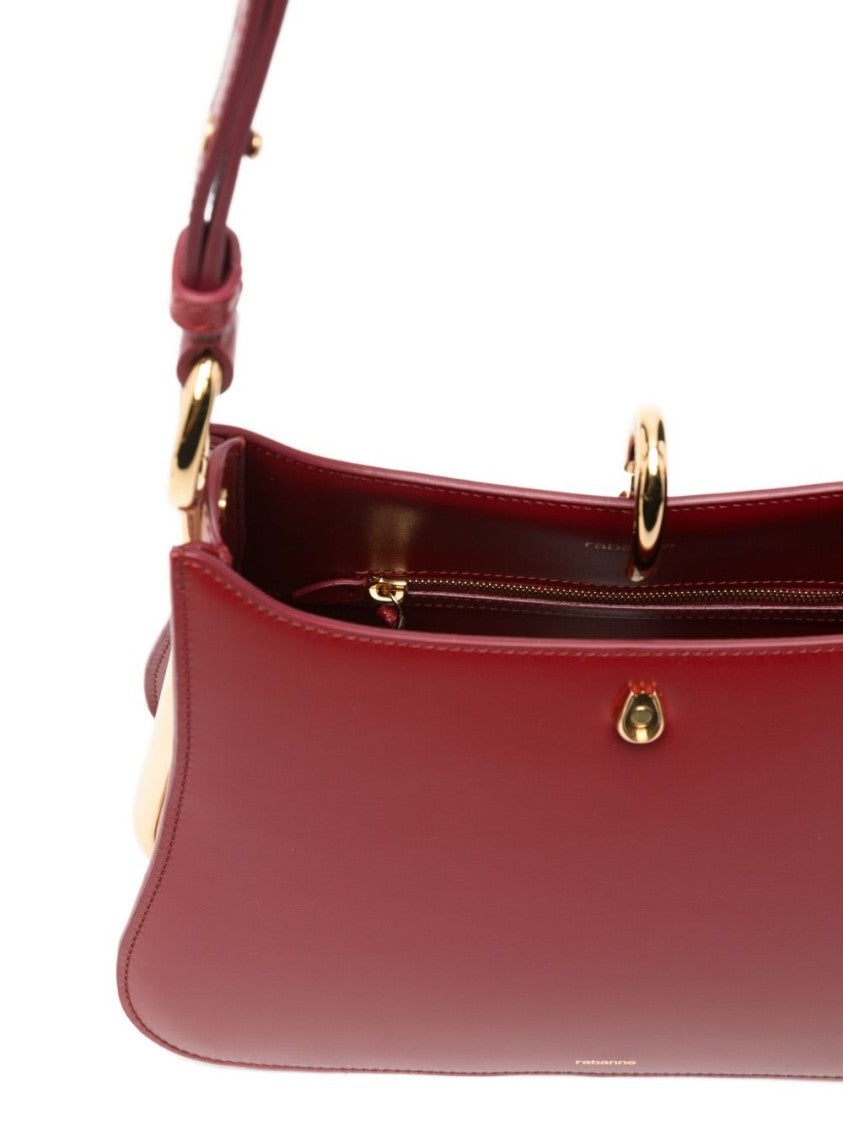 Rabanne Structured Red Shoulder Bag With Brass Hardware