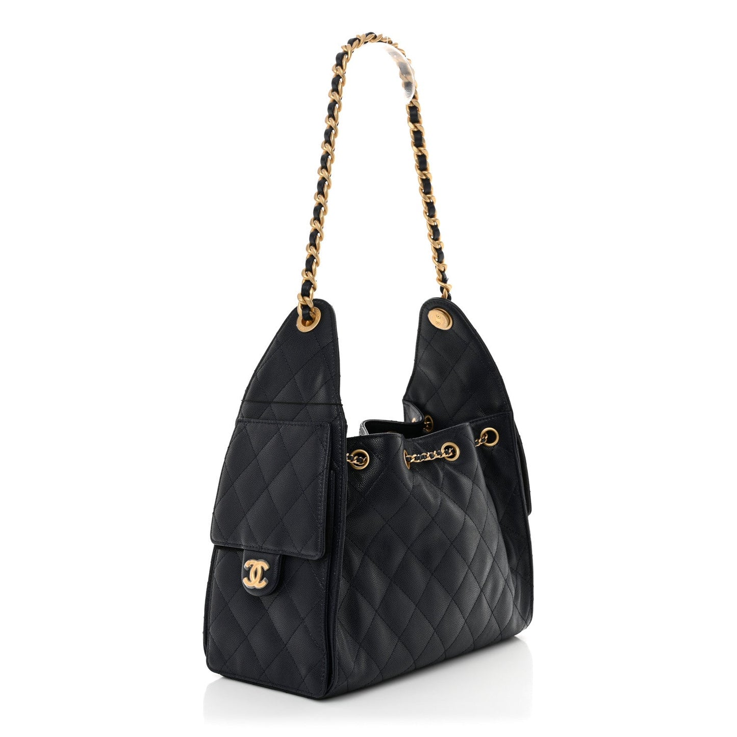 Caviar Quilted Small Chanel 25 Handbag Dark Navy