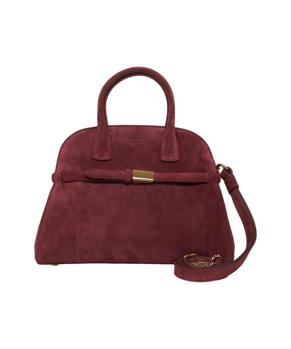 Orciani Structured Burgundy Suede Handbag