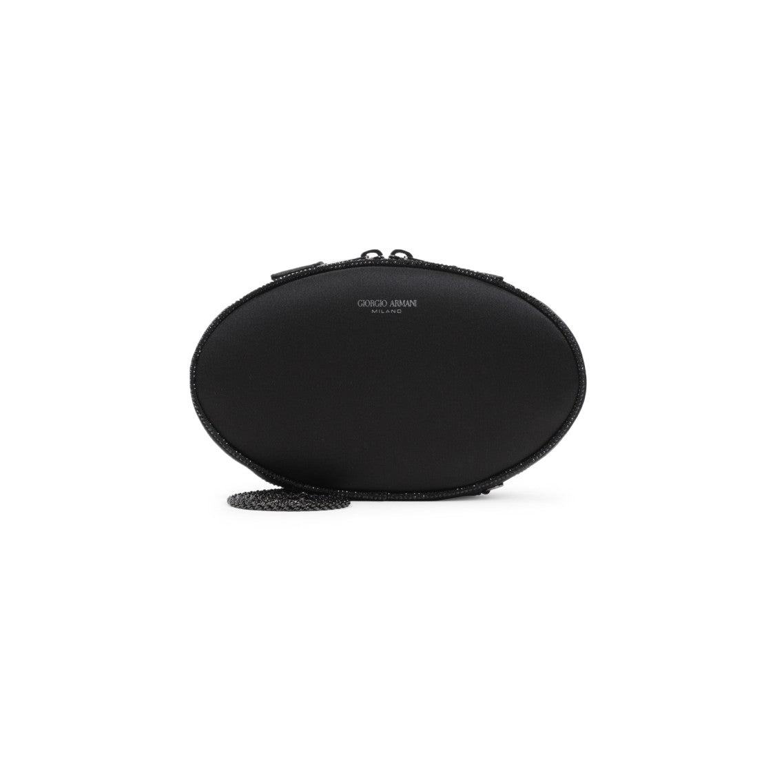 Giorgio Armani Oval Clutch With Viscose-Silk Blend And Chain Detail