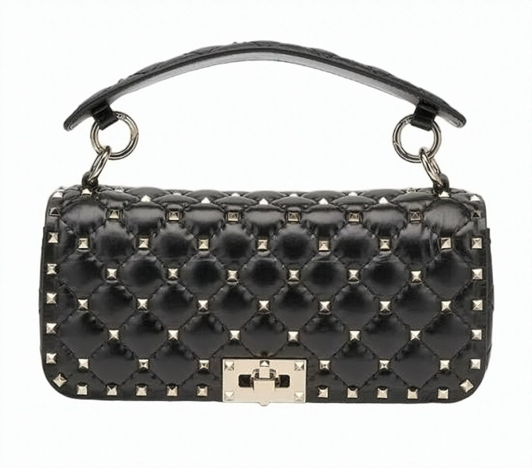 Valentino Quilted Black Leather Shoulder Bag With Gold-Tone Chain Strap