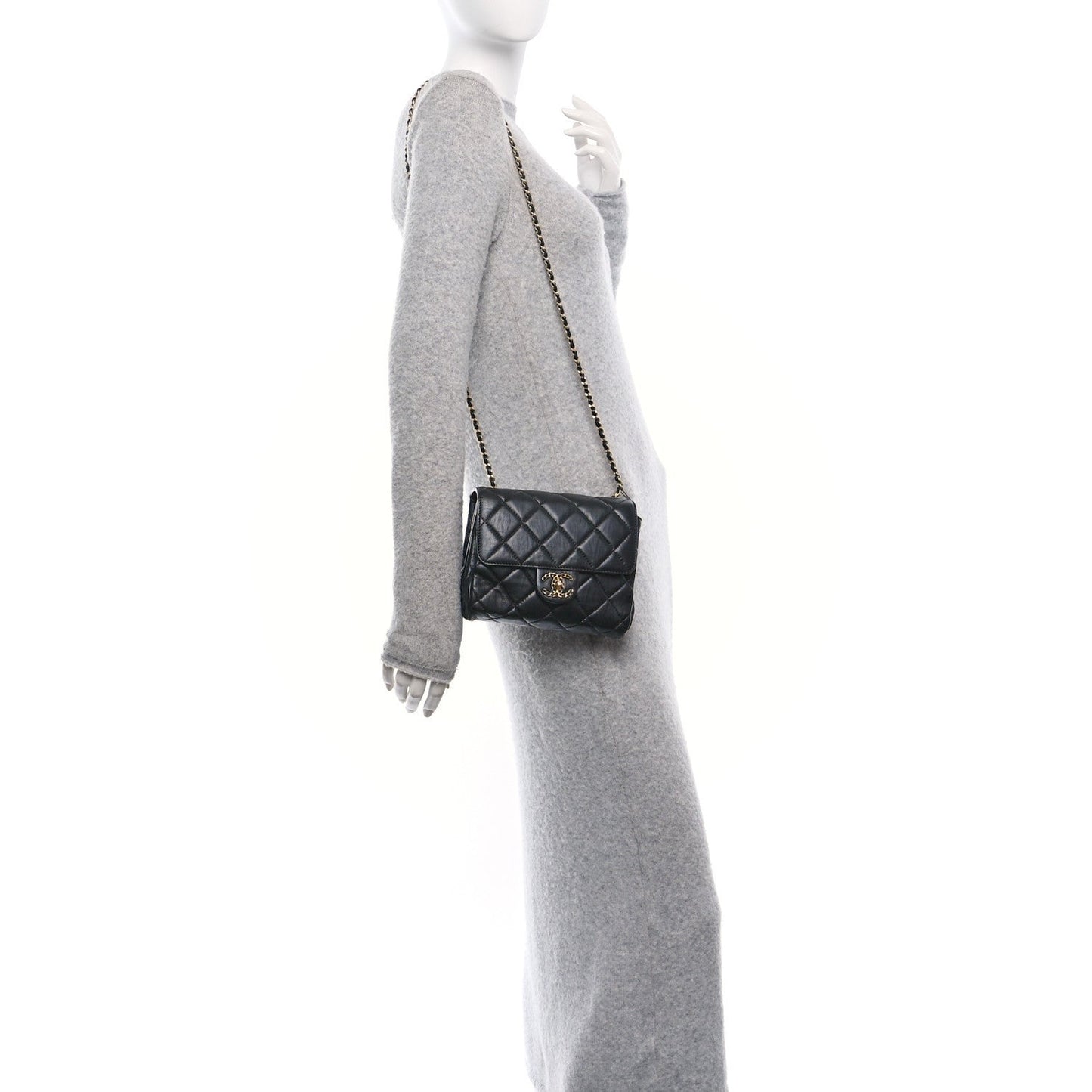 Lambskin Quilted Chanel Square Flap Black