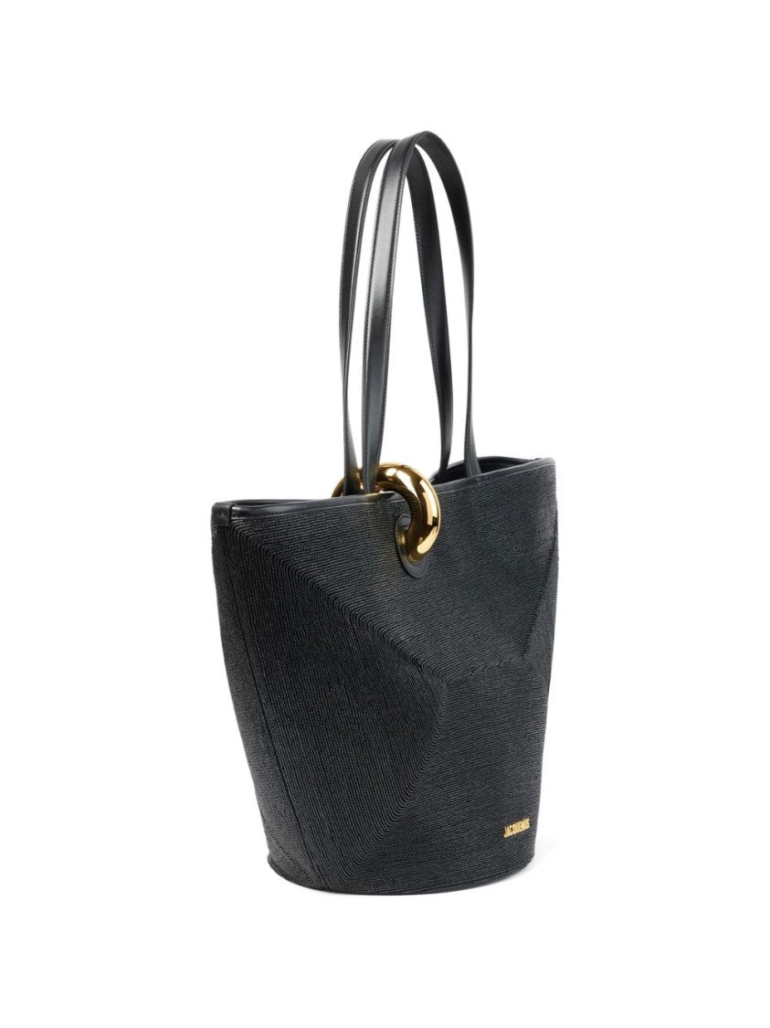 Jacquemus Black Gold-Tone Hardware Top Handle Bag