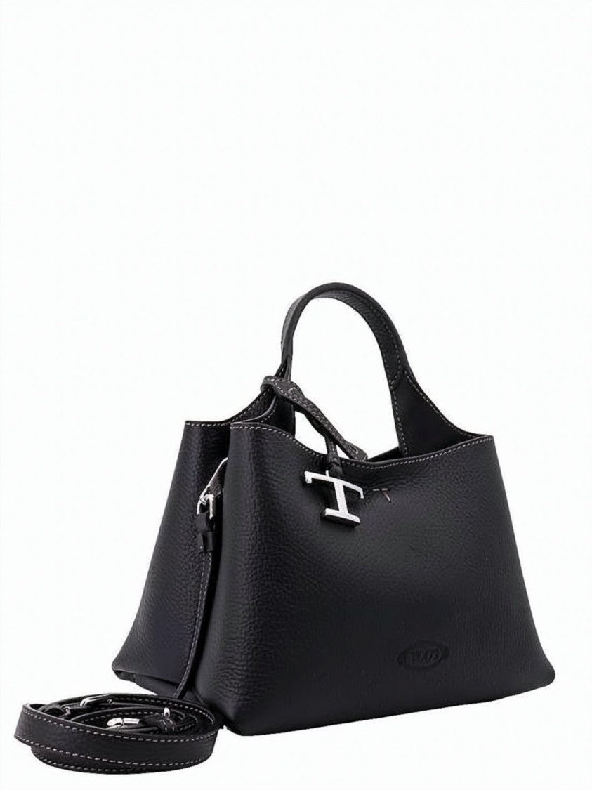 Tod's Textured Calf Leather Tote Bag With Embossed Logo