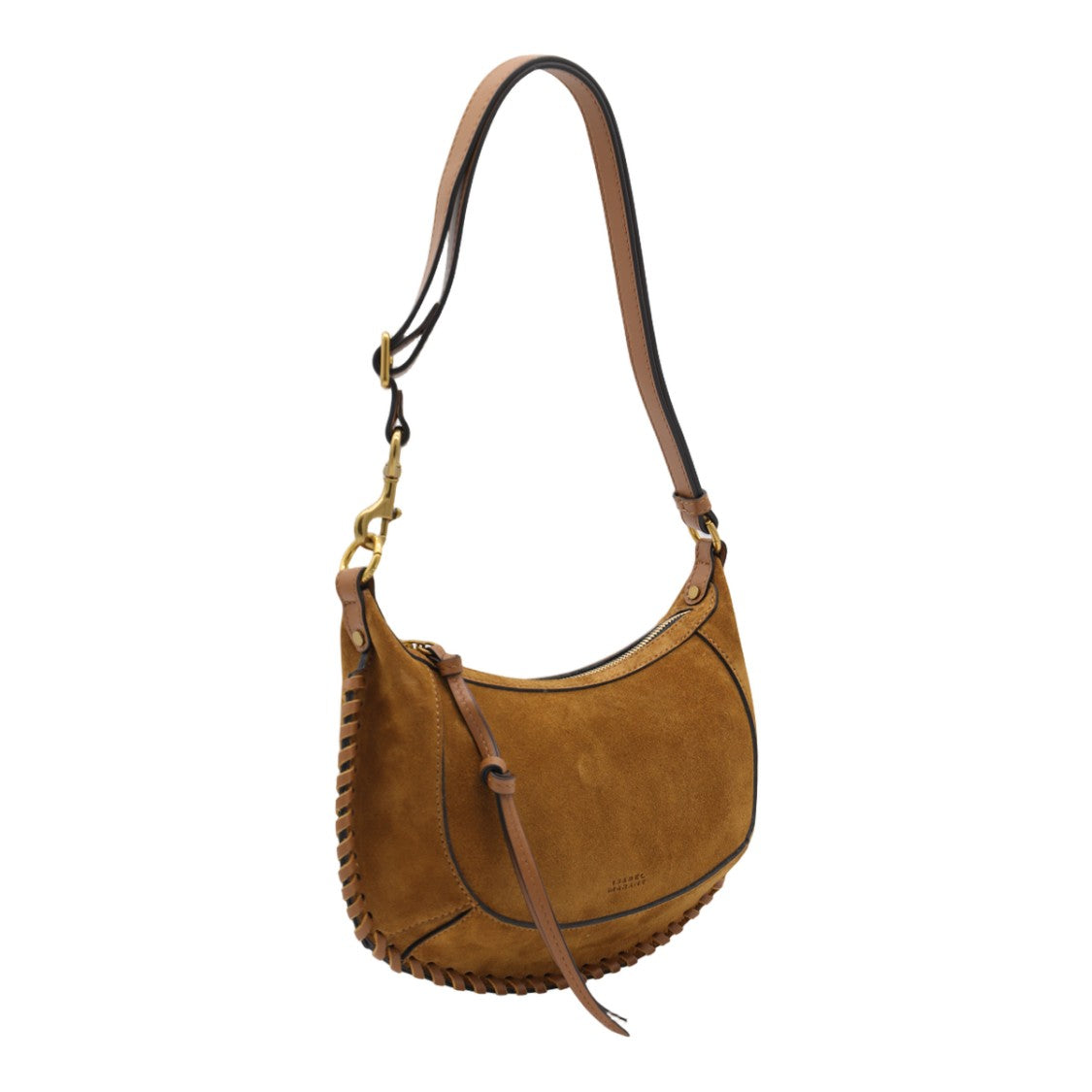 Isabel Marant Crescent-Shaped Suede Shoulder Bag With Whipstitch Detailing