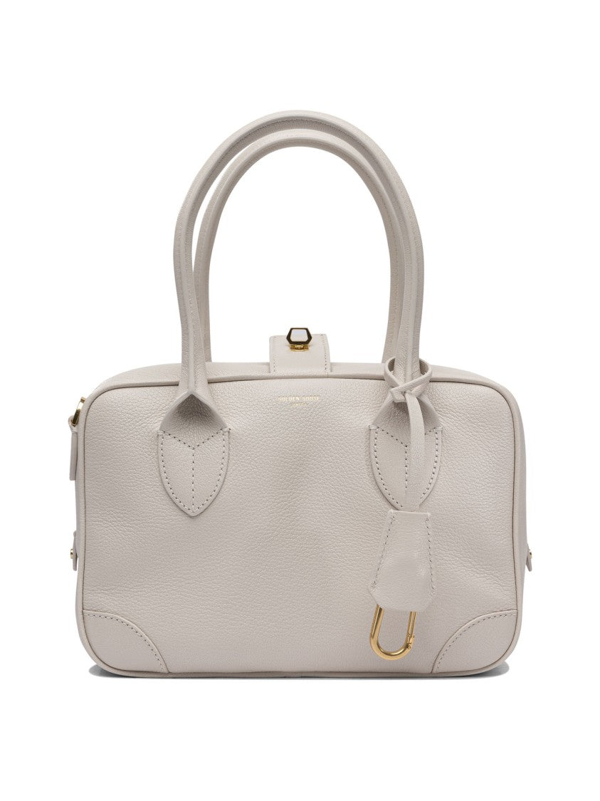 Golden Goose Structured White Goat Leather Handbag With Double Zipper Closure