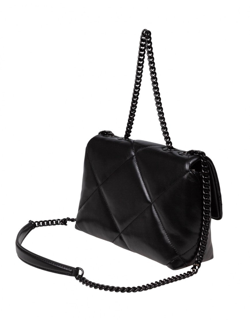 Tory Burch Black Kira Diamond Quilted Leateher Shoulder Bags