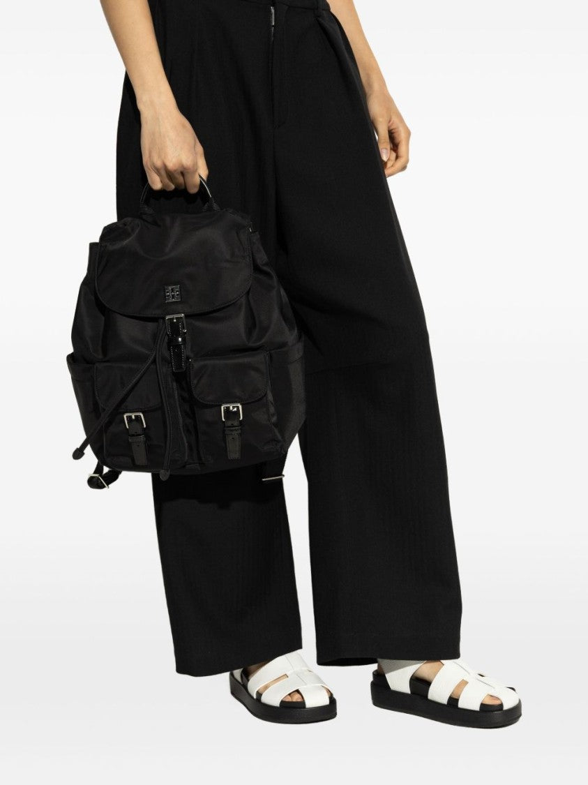 Tory Burch Foldable Black Backpack With Drawstring Closure