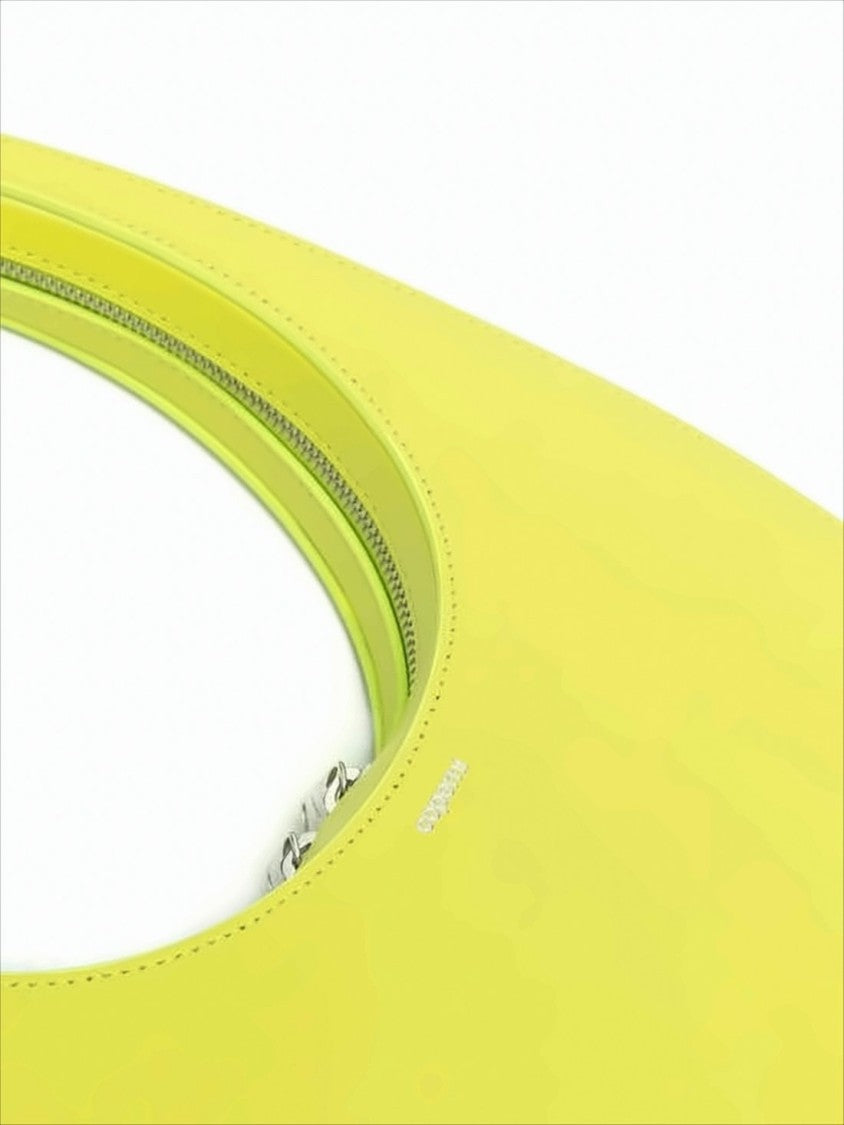 Coperni Crescent-Shaped Yellow Leather Tote Bag