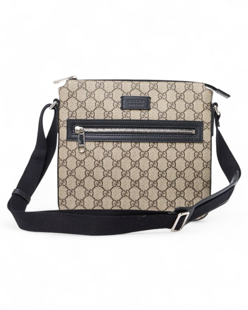 Gucci Man Small Gg Supreme Shoulder Bag In Black