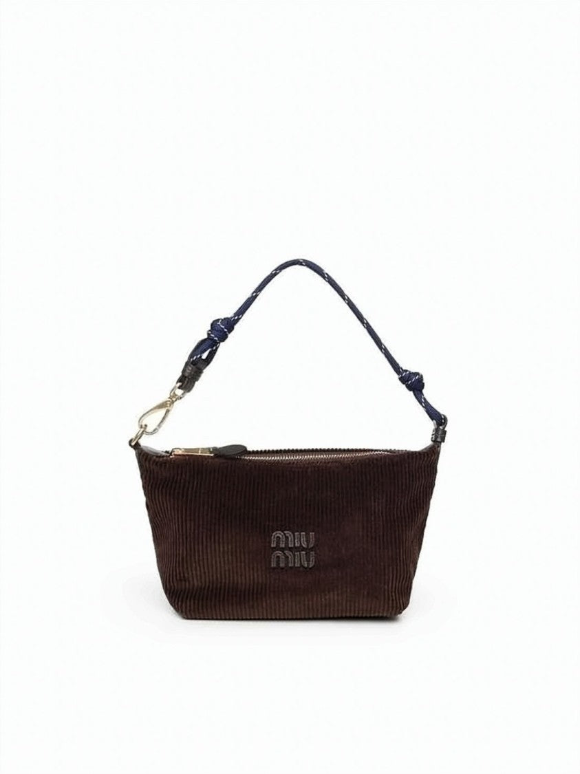 Miu Miu Ribbed Cotton Clutch With Contrasting Handle