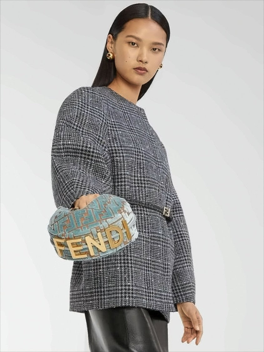 Fendi Crescent-Shaped Shoulder Bag In Plush Velvet